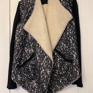 Johnny Was Navy and Cream Sherpa Jacket Sweater Size S